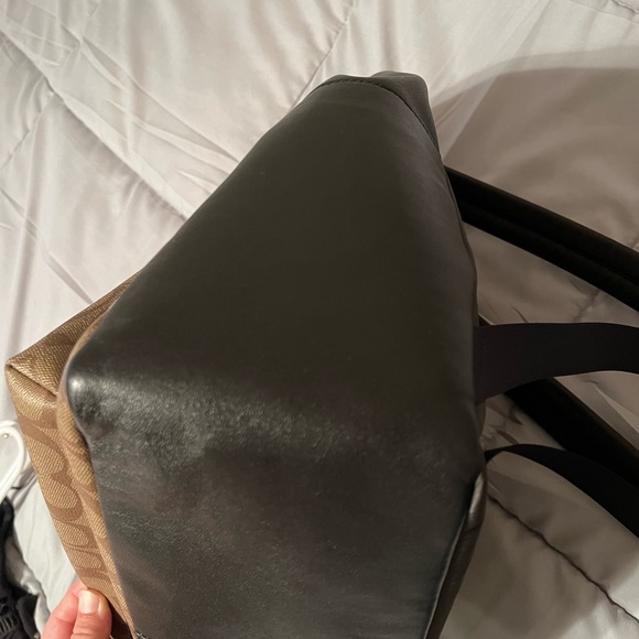 NWOT coach backpack. Leather black and canvas. main image 4
